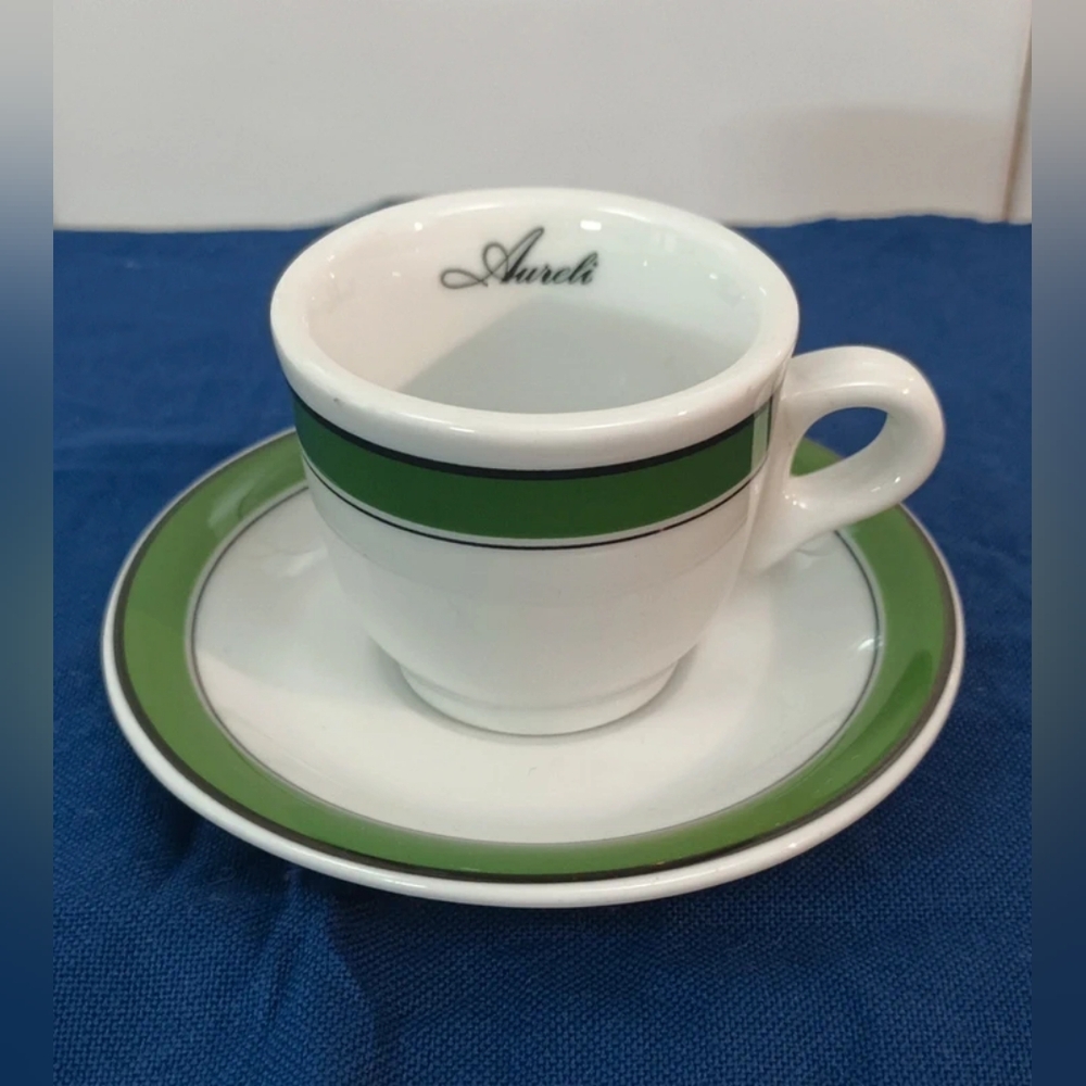 Aurelia Green and White Cup and Saucer Set